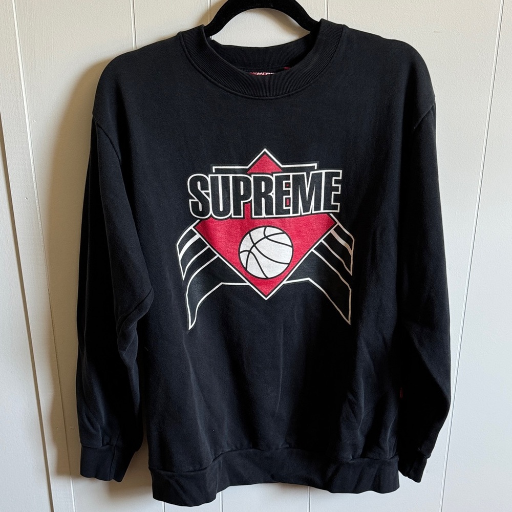 Supreme Black and Red Graphic Crewneck Sweater